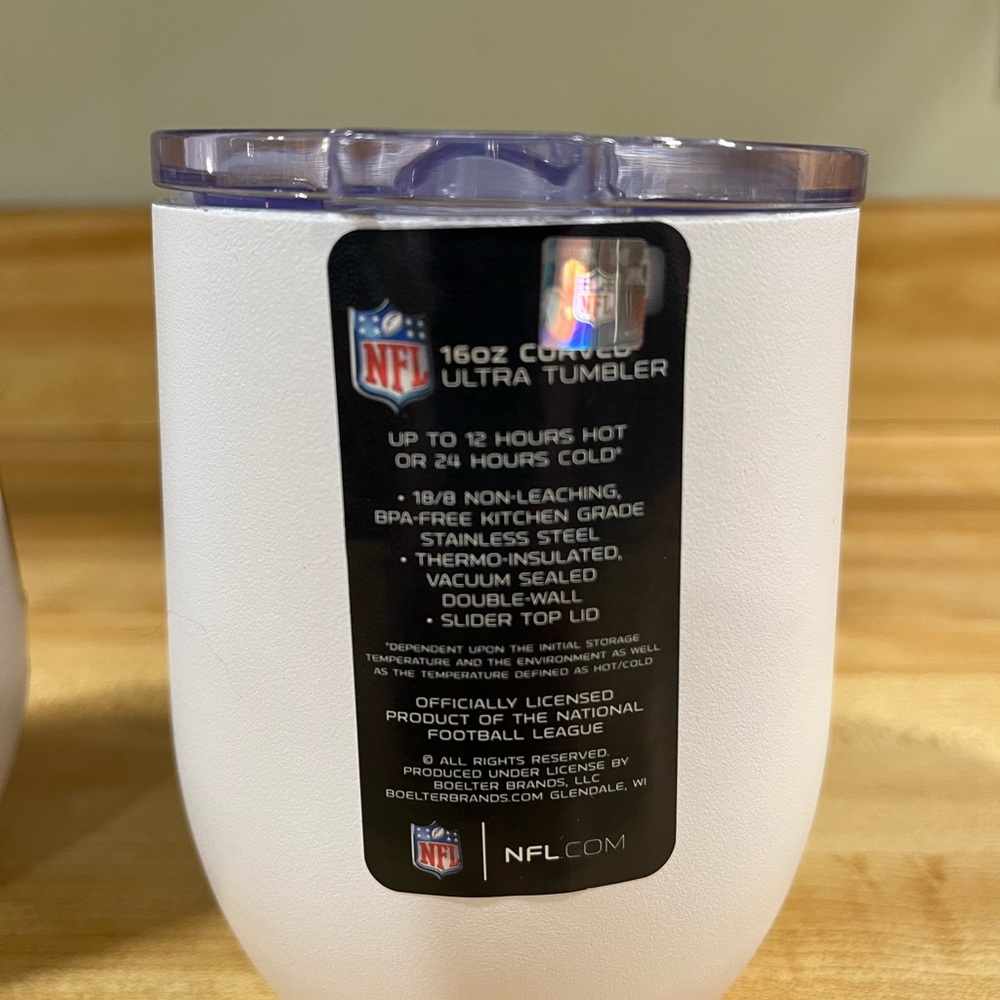 White Insulated Tumbler Pair with NFL Jacksonville Jaguars Logo - Picture 3 of 4
